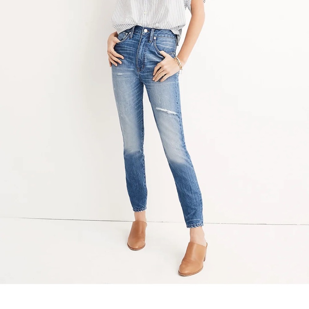 Madewell Women's Rigid High Rise Skinny Denim Distressed Jeans Size 28